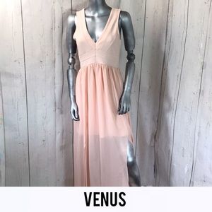 VENUS Pretty Blush Pink Maxi Mesh Summer Dress